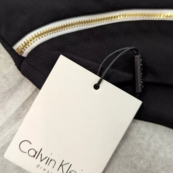 Calvin Klein Classic Black Dress with White Zipper Accents. Women's size 6. NEW - Picture 4 of 10